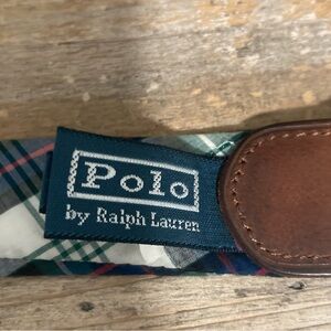 Vintage POLO RALPH LAUREN Plaid Belt with Brass Buckle Adjustable